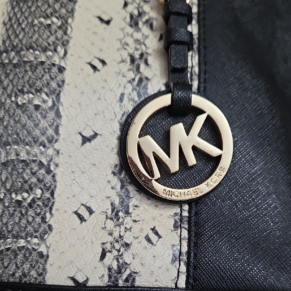 Michael Kors Jet Set Python Print Black Tote - image 2